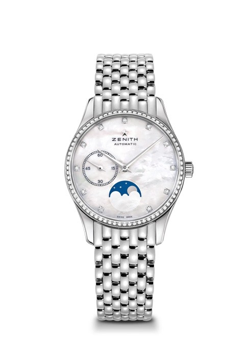 Zenith 16.2310.692/81.M2310 : Elite Ultra Thin Lady Moonphase MOP / Diamond / Bracelet