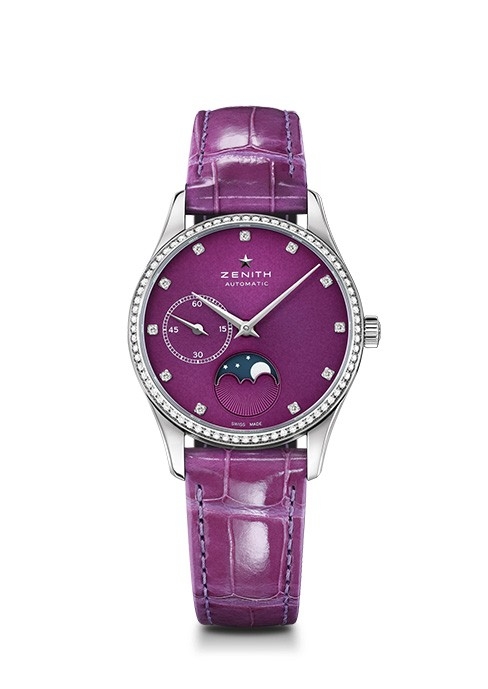 Zenith 16.2310.692/92.C750 : Elite Ultra Thin Lady Moonphase Purple / Diamond