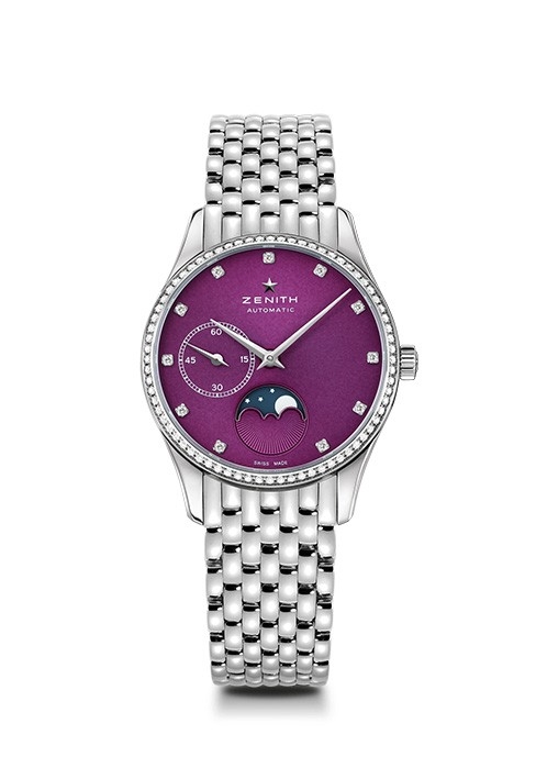 Zenith 16.2310.692/92.M2310 : Elite Ultra Thin Lady Moonphase Purple / Diamond / Bracelet