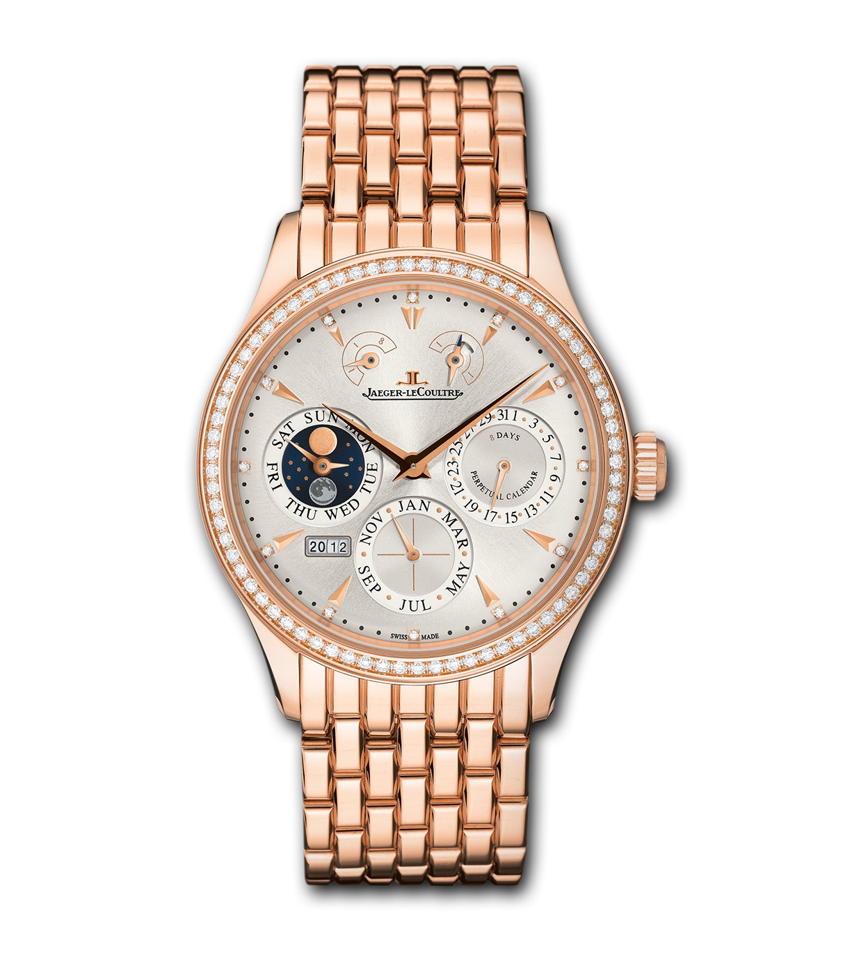 Jaeger-LeCoultre 1612103 : Master Eight Days Perpetual Pink Gold Diamond / Bracelet