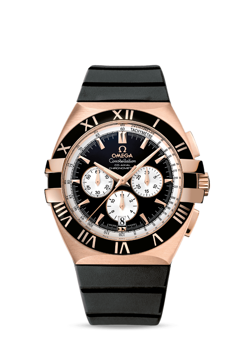 Omega 1619.51.91 : Constellation Co-Axial 41 Chronograph Double Eagle Red Gold / Black / Rubber