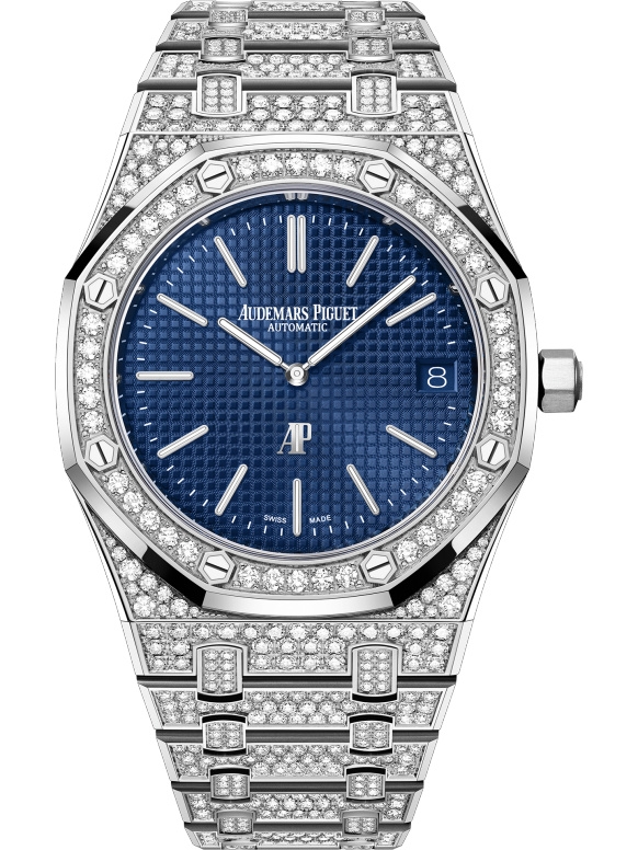 Audemars Piguet 16202BC.ZZ.1241BC.02 : Royal Oak Extra-Thin White Gold - Diamond / Blue
