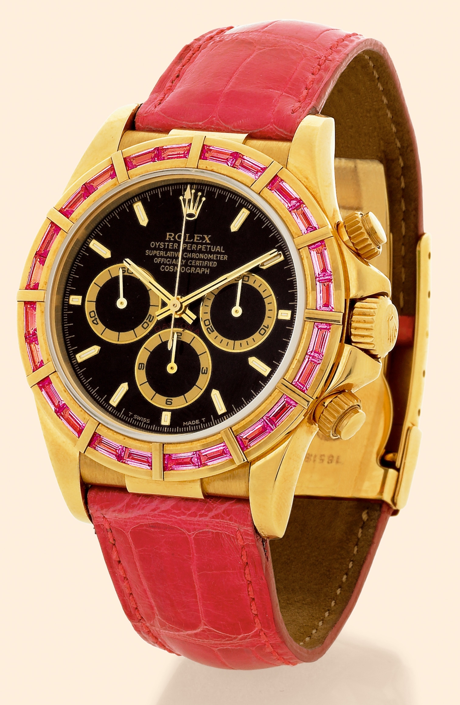 Rolex 16588safu-0001 : Daytona Zenith Yellow Gold Pink Sapphire Black