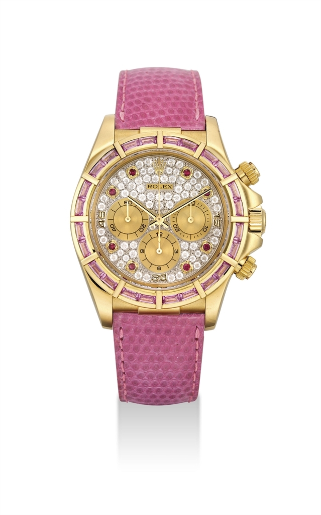 Rolex 16588safu-0002 : Daytona Zenith Yellow Gold Pink Sapphire Paved