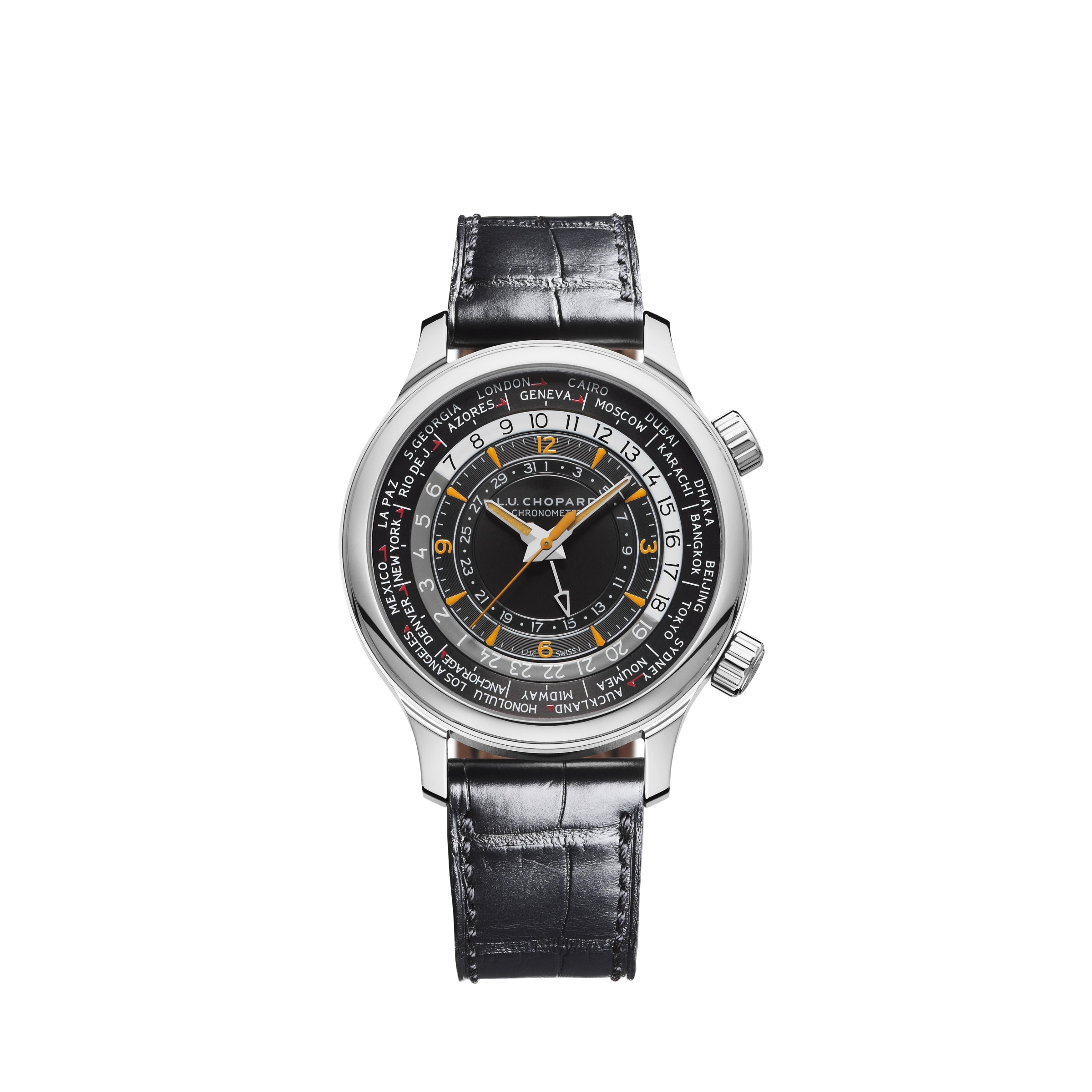 Chopard 168574-3001 : L.U.C Time Traveler One Stainless Steel / Black