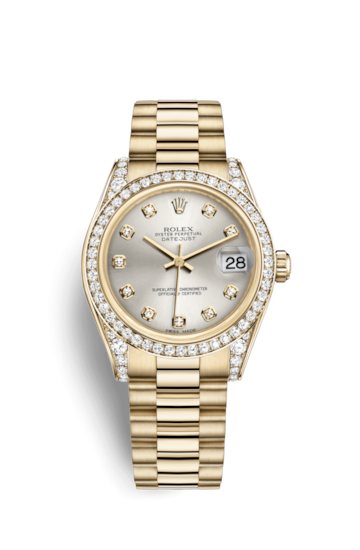 Rolex 178158-0024 : Datejust 31 Yellow Gold Diamond / President / Silver  Diamond