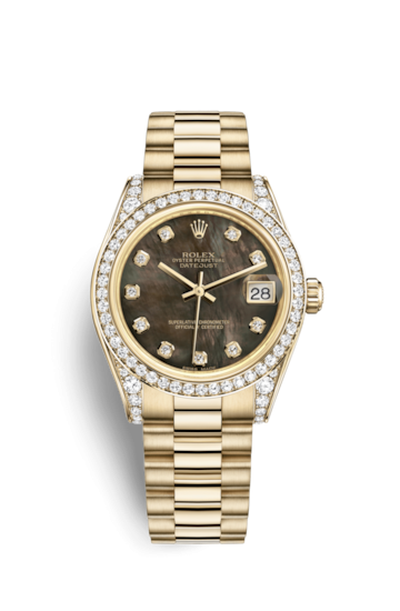 Rolex 178158-0051 : Datejust 31 Yellow Gold Diamond / President / Black MOP