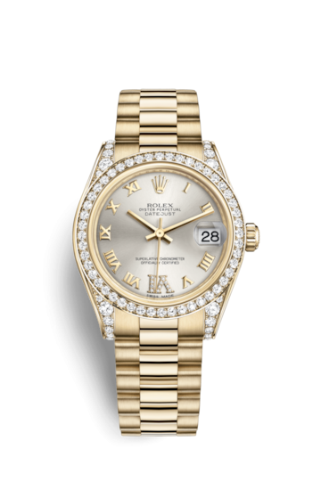 Rolex 178158-0061 : Datejust 31 Yellow Gold Diamond / President / Silver Roman