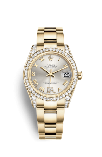 Rolex 178158-0093 : Datejust 31 Yellow Gold Diamond / Oyster / Silver Roman