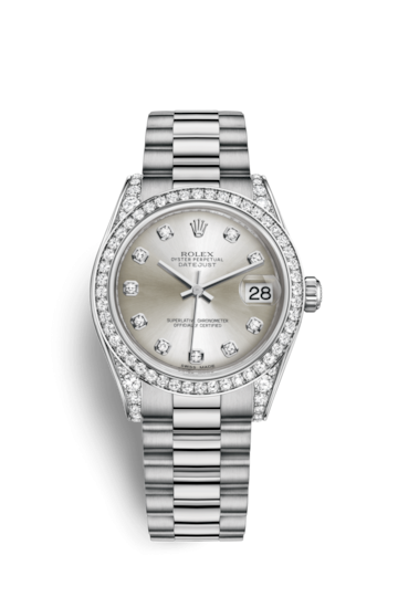 Rolex 178159-0010 : Datejust 31 White Gold Diamond / President / Silver Diamond