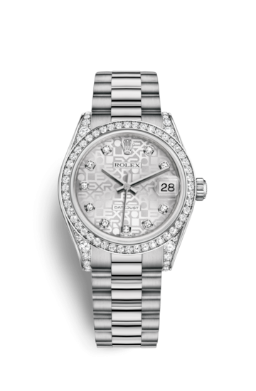 Rolex 178159-0012 : Datejust 31 White Gold Diamond / President / Silver Computer