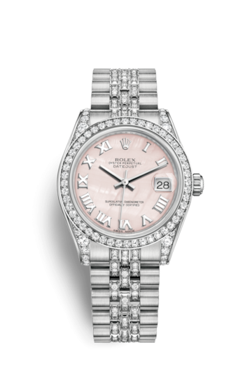 Rolex 178159-0014 : Datejust 31 White Gold Diamond / Jubilee Diamond / Pink MOP Roman