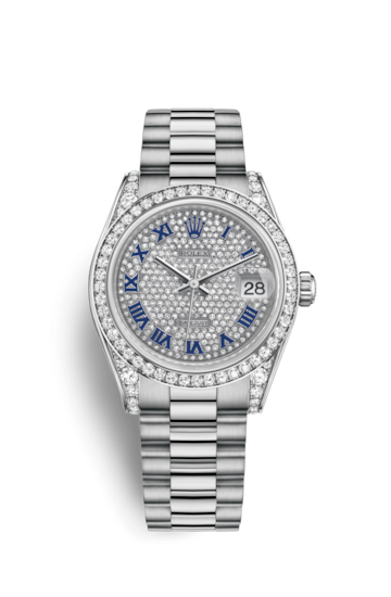 Rolex 178159-0028 : Datejust 31 White Gold Diamond / President / Paved Roman