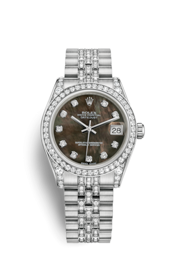 Rolex 178159-0039 : Datejust 31 White Gold Diamond / Jubilee Diamond / Black MOP