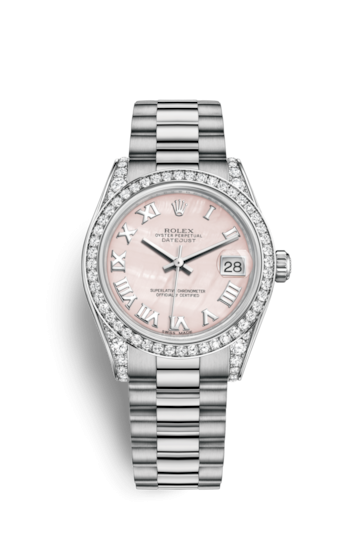Rolex 178159-0042 : Datejust 31 White Gold Diamond / President / Pink MOP Roman
