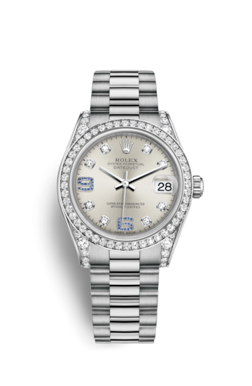 Rolex 178159-0054 : Datejust 31 White Gold Diamond / President / Silver Diamond
