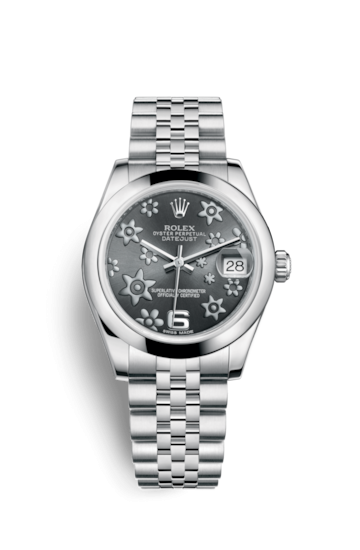 Rolex 178240-0039 : Datejust 31 Stainless Steel Domed / Jubilee / Dark Rhodium Floral