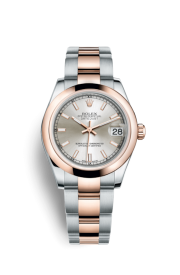 Rolex 178241-0002 : Datejust 31 Rolesor Everose Domed / Oyster / Silver