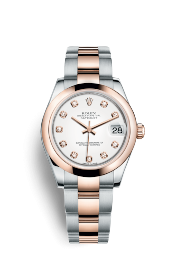 Rolex 178241-0010 : Datejust 31 Rolesor Everose Domed / Oyster / White Diamond