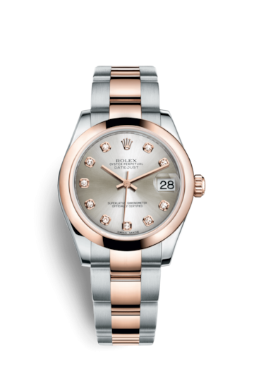 Rolex 178241-0029 : Datejust 31 Rolesor Everose Domed / Oyster / Silver Diamond