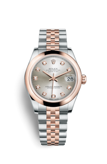 Rolex 178241-0046 : Datejust 31 Rolesor Everose Domed / Jubilee / Silver Diamonds