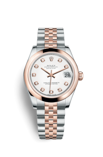 Rolex 178241-0048 : Datejust 31 Rolesor Everose Domed / Jubilee / White Diamonds