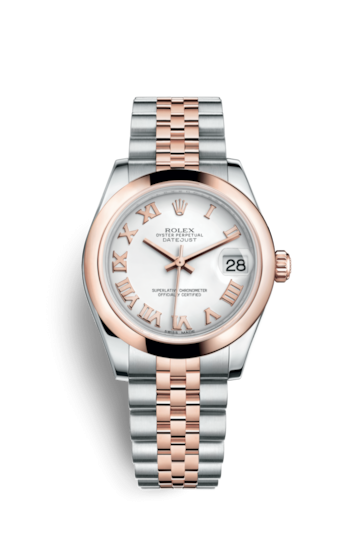 Rolex 178241-0062 : Datejust 31 Rolesor Everose Domed / Jubilee / White Roman