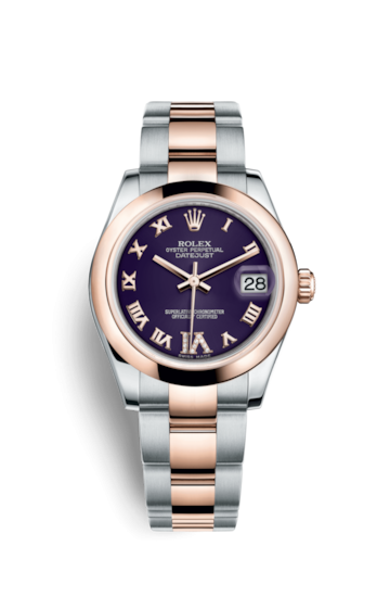 Rolex 178241-0073 : Datejust 31 Rolesor Everose Domed / Oyster / Purple Roman