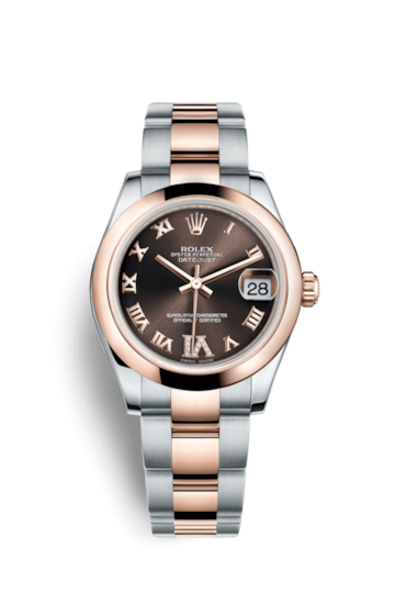 Rolex 178241-0074 : Datejust 31 Rolesor Everose Domed / Oyster / Chocolate Roman