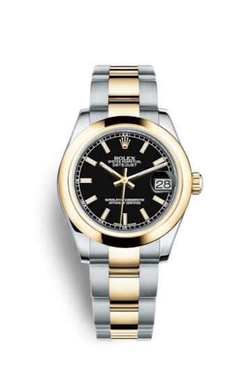 Rolex 178243-0025 : Datejust 31 Rolesor Yellow Domed / Oyster / Black