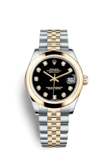 Rolex 178243-0045 : Datejust 31 Rolesor Yellow Domed / Jubilee / Black Diamond