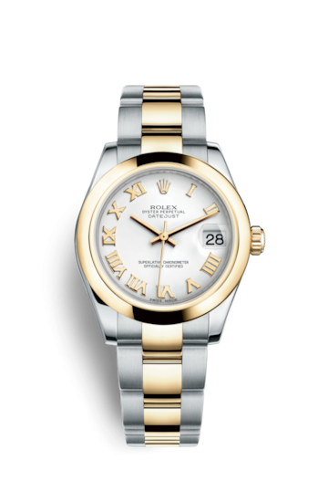 Rolex 178243-0066 : Datejust 31 Rolesor Yellow Domed / Oyster / White Roman