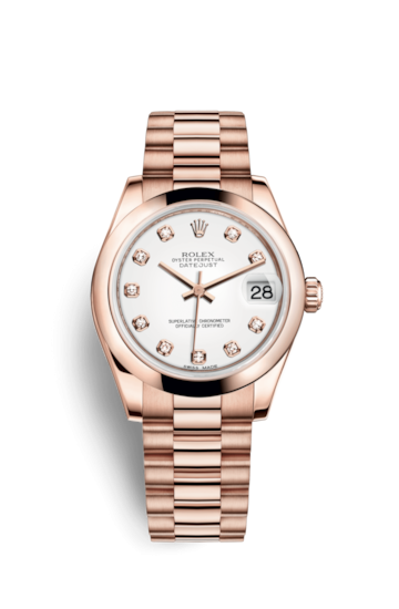 Rolex 178245f-0001 : Datejust 31 Everose Domed / President / White Diamond