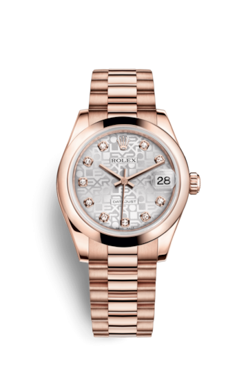 Rolex 178245f-0006 : Datejust 31 Everose Domed / President / Silver Computer