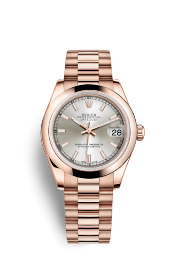 Rolex 178245f-0014 : Datejust 31 Everose Domed / President / Silver