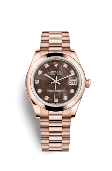 Rolex 178245f-0015 : Datejust 31 Everose Domed / President / Black MOP