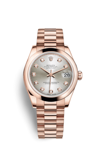 Rolex 178245f-0016 : Datejust 31 Everose Domed / President / Silver Diamond