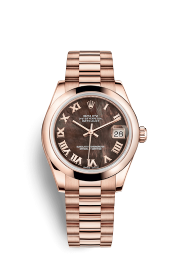Rolex 178245f-0021 : Datejust 31 Everose Domed / President / Brown MOP Roman