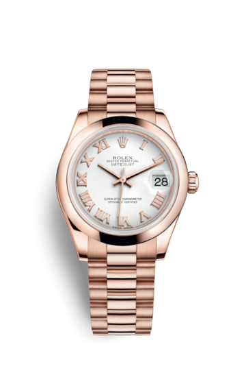 Rolex 178245f-0028 : Datejust 31 Everose Domed / President / White Roman