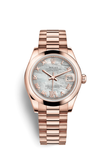 Rolex 178245f-0034 : Datejust 31 Everose Domed / President / MOP Roman