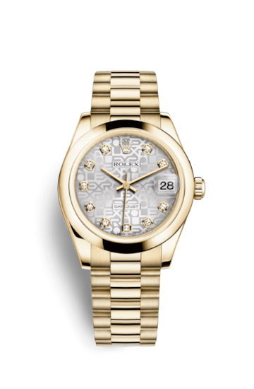 Rolex 178248-0031 : Datejust 31 Yellow Gold Domed / President / Silver Computer
