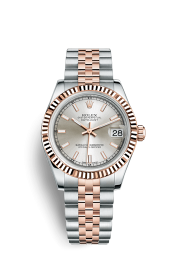 Rolex 178271-0003 : Datejust 31 Rolesor Everose Fluted / Jubilee / Silver