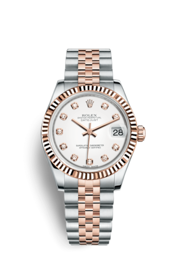 Rolex 178271-0010 : Datejust 31 Rolesor Everose Fluted / Jubilee / White Diamond