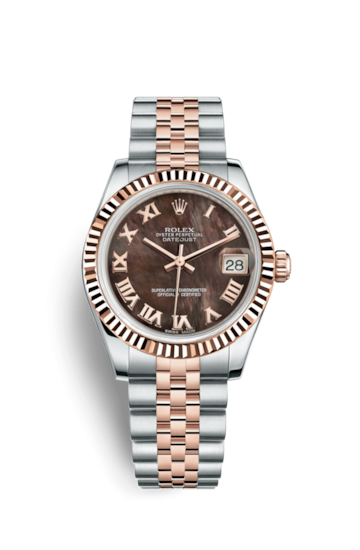 Rolex 178271-0031 : Datejust 31 Rolesor Everose Fluted / Jubilee / Black MOP Roman