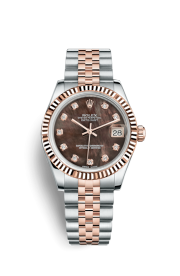 Rolex 178271-0032 : Datejust 31 Rolesor Everose Fluted / Jubilee / Black MOP