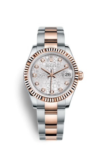 Rolex 178271-0043 : Datejust 31 Rolesor Everose Fluted / Jubilee / Silver Computer