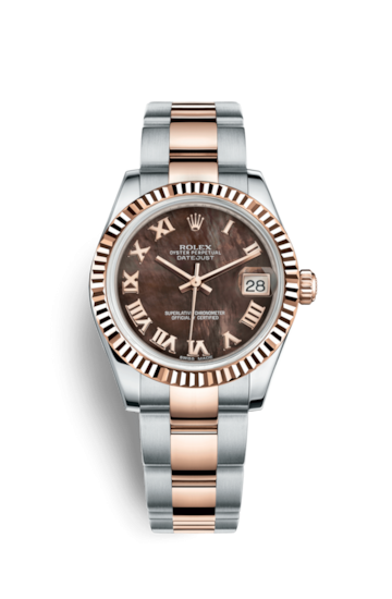 Rolex 178271-0047 : Datejust 31 Rolesor Everose Fluted / Oyster / Black MOP Roman
