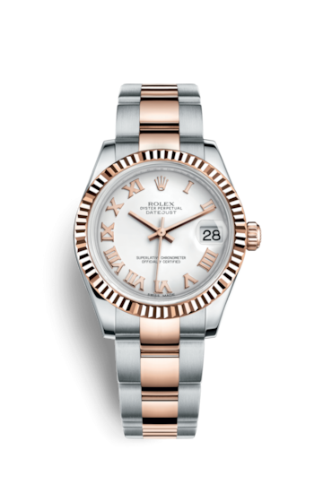 Rolex 178271-0066 : Datejust 31 Rolesor Everose Fluted / Oyster / White Roman