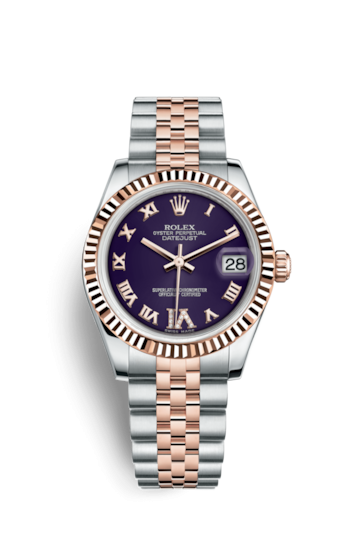 Rolex 178271-0072 : Datejust 31 Rolesor Everose Fluted / Jubilee / Purple Roman