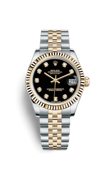 Rolex 178273-0020 : Datejust 31 Rolesor Yellow Fluted / Jubilee / Black Diamond